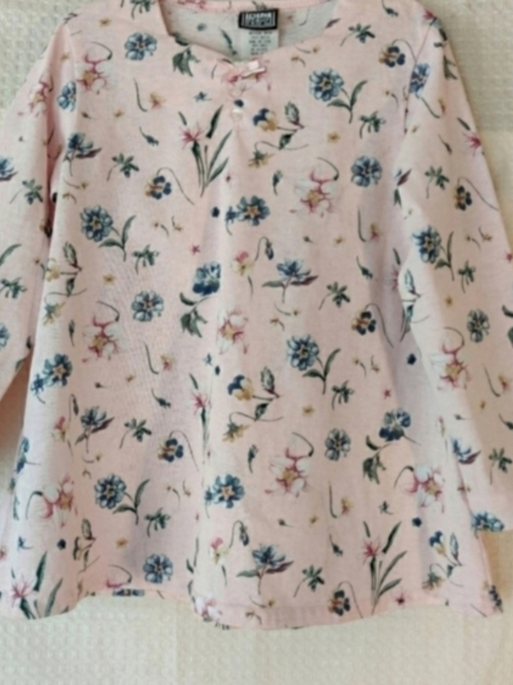 Vintage Freeze Frame Light Pink, Floral, Long Sleeve Top Girls Size M (5-6)💰